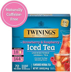 Twinings Strawberry & Raspberry Herbal Iced Tea, 72 Oversized Tea Bags, Makes 18 Pitchers or 144 Servings, Unsweetened, Naturally Caffeine-Free, 72 Count (Pack of 1)