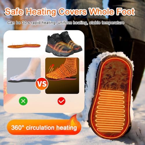 Heated Shoes for Men Rechargeable, Heating Sneakers for Women, 4000mAh Electric Self Heating Shoes Up to 20 H, Camping Foot Warmers for Outdoors Work Fishing Hunting Skiing Cycling
