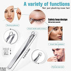 Universal Nose Hair Trimming Tweezers, Stainless Steel Eyebrow Trimmer, Friendly Round Tip, No Mirror Needed Easy Cut, for Noses, Sideburns, Brow, Body