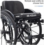 Sports and Leisure Wheelchairs for Adults,Portable Folding Sports Wheelchairs, Self Propelled Wheelchair with Handbrakes and Quick Release Rear Wheels & Anti-Tip Wheels(42cm/16.5in,Black)