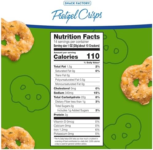 Snack Factory Garlic Parmesan Pretzel Crisps, 14 OZ Party Size Bag