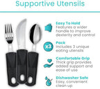 Vive Adaptive Utensil Set - Arthritis Aid Silverware for Parkinsons, Hand Tremors - Easy Grip for Shaking and Trembling Hands - Heavy Stainless Steel Spoon (Regular)