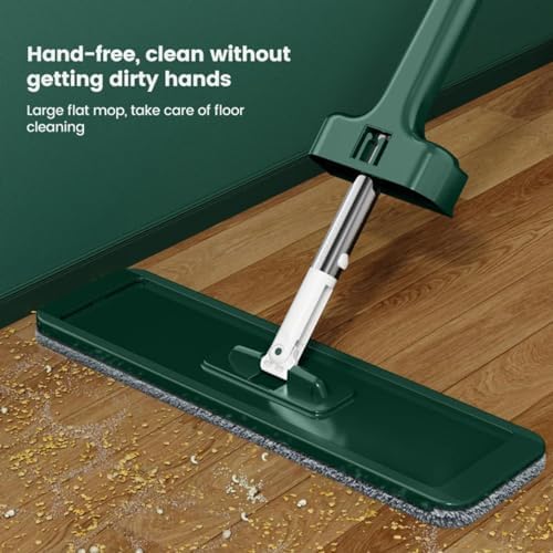 VINGAA Flat Mop with Self Wringer,Microfiber Mop,Hardwood Floor Mop,Flat Squeeze Mop with 3 Washable Mop Pads,Mops for Floor Cleaning,Mop,Flat Mop for Hardwood Laminate Tile Floor Cleaning, 125x36cm