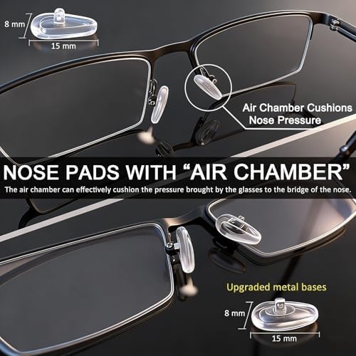 Eyeglass Nose Pads, GOTOBA 22 Pairs Screw-in Eyeglasses Nose Pads, Upgraded Glasses Nose Pad Replacement Kit with Eyeglass Screwdriver, Tweezers, Glasses Cloth, Small Screws.