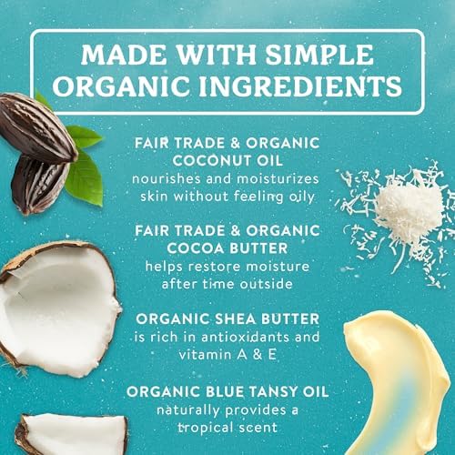 Badger Coconut AfterSun Balm, 100% Organic Soothing Sunburn Relief, Great Smelling, Moisturizing & Hydrating After Sun Skin Care, 2 oz Tin