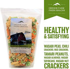 Oregon Farm Fresh Snacks Wasabi Peas & Rice Crackers Mix - Locally Sourced and Freshly Made Asian Snacks with Wasabi Almonds, Peanuts, Soybeans & Nut Crackers (14 oz)
