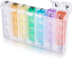 Travel Pill Organizer Weekly, Portable Pill Case, 28 Compartments Daily Pill Organizer 4 Times One Day Small Pill Box for Pocket Purse Portable Pill Box Container for Medicine 7 Days