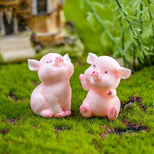 Miniature Pig Figurines,8 Pcs Cute Pink Piggy Toy Figures Toy Cake Toppers Decoration for Fairy Garden Car Party DIY Craft Project Decor