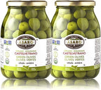 Organic Olives |ASARO Organic Castelvetrano Green Pitted Olive Is GMO FREE, GLUTEN FREE, VEGETARIAN, VEGAN & Keto Friendly Olives Good for Healthy Snacks On the Go, Salad and Cocktails Bundled with BETRULIGHT Fridge Decal - 19 OZ Glass Jar ( Pack of 2 )