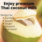 Chaokoh Coconut Milk Unsweetened 6 Pack - Premium, Canned Coconut Milk from Thailand, Lactose Free, Non Dairy Vegan Milk - for Curries, Drinks, Desserts, & More (13.5 oz per Can)