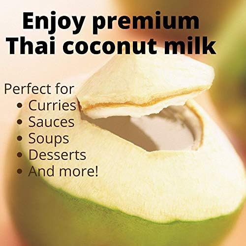 Chaokoh Coconut Milk Unsweetened 6 Pack - Premium, Canned Coconut Milk from Thailand, Lactose Free, Non Dairy Vegan Milk - for Curries, Drinks, Desserts, & More (13.5 oz per Can)