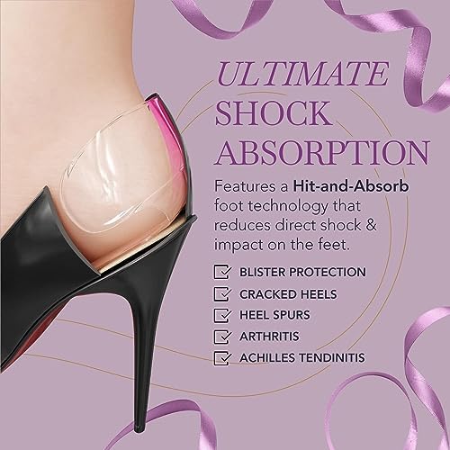 Ballotte Premium Silicone Heel Pads for Shoes. Soft Heel Grips or Inserts for Big Shoes, Alleviates Slipping & Discomfort, Comfortable Cushioning for High Heels, 8-Pack (Natural)