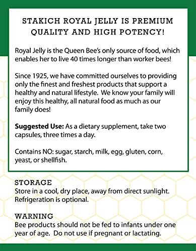 Stakich 500 mg Capsules (Royal Jelly Capsules 500 mg (200 Count))