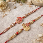 Brother Rakhi with Greeting Card | Rakhi Thread | Rakhi Gifts for Brother, Sister, Bhaiya, Bhabhi for Indian Rakhi Raksha Bandhan Festival (Set of 2)(K4K5)