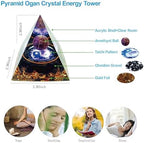 Moonstone Crystal Orgone Pyramid Ogan Crystal Energy Tower, Nature Reiki Chakra Crushed Stone Jewelry, Crystal Pyramid for Home Decor (Crystal Pyramid-03)
