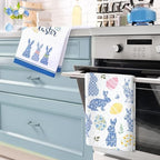 Easter Bunny Egg Tea Towels, Cotton Kitchen Towel 18.9 × 27.5 inch, Quick Drying Dish Cloth for Party Anniversary Holiday Decoration Housewarming Gifts