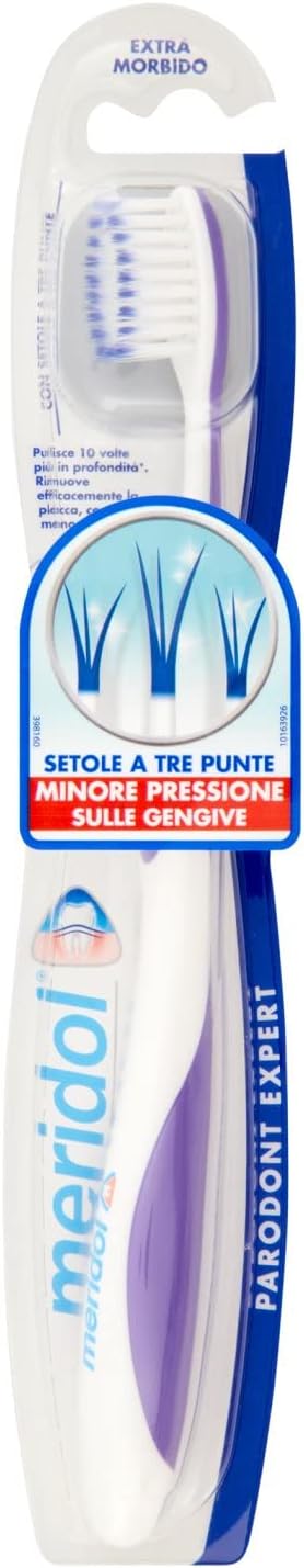 meridol Parodont Expert Ultra Thin Toothbrush 1 Pack I Extra Soft with Thin Three-Point Bristles I Removes Plaque I Helps Prevent Gum Inflammation