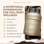 Ancestral Supplements Grass Fed Beef Liver 180 Capsules, Supports Energy Production, Detoxification, Digestion, Immunity and Full Body Wellness, Non-GMO, Freeze Dried Liver Health Supplement
