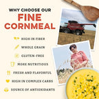 Sunrise Flour Mill Organic Fine Cornmeal | 2 LB | Yellow Cornmeal | Corn Flour | Fine Corn Meal | Milled from Organic Whole Kernel | No Artificial Ingredients | Non-Aluminum Baking Powder