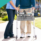 Walker Basket, Folding Walker Bag with Cup Holder, Walker Accessories for Seniors, Gray