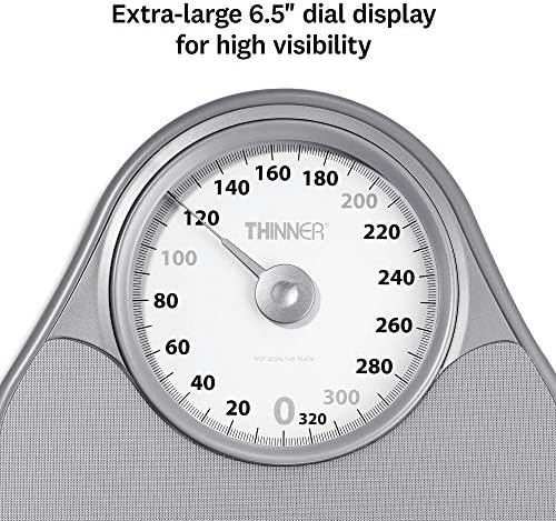 Thinner by Conair Bathroom Scale for Body Weight, Extra-Large Analog Scale Measures Weight Up to 330 Lbs. in Silver