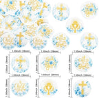 Gyufise 48Pcs Edible Baptism Cupcake Toppers Wafer Paper God Bless Cross Cupcake Picks First Holy Communion Christening Confirmation Religious Cupcake Picks for Baptism Party Decorations Blue