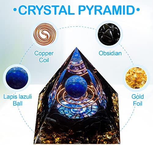 Orgone Crystal Pyramid, Lapis Lazuli Healing Crystal,Orgonite Protection Crystals Energy Generator for Attract Wealth Success and Prosperity