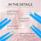 MARKHOR® Royal Blue Eyebrow Tweezers for Women Facial Hair, Splinter and Ingrown Hair Removal Tweezers Set, Professional Pointed and Slant Tweezers for Eyebrows, Precision Tweezers for Eyebrows