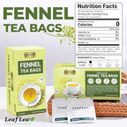 LeafLea 40 Fennel Tea Bags, 100% Natural & Pure Fennel Seed Tea, Gentle Digestion & Fresh Breath, Mild Sweet Finish, Caffeine-Free, Sugar-Free, Vegan, Non-GMO, Individually Wrapped