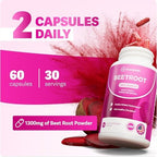 Rosabella Organic Beet Root Capsules - 1300mg Beet Root Powder Aids Healthy Circulation & Vitality, Non-GMO, Beet Root Supplement - 60 Capsules, 30-Day Supply