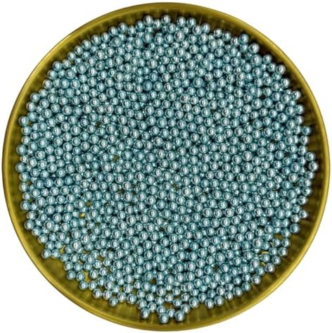 Edible Silver BluePearl Sugar Sprinkles Candy 4mm Mini Pearls Cake Decorations Cupcake Toppers Cookie Decorating Perfect for Wedding Party Valentine Halloween Christmas Supplies 3OZ