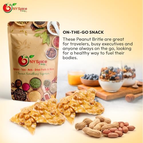 NYSPICE SHOP Peanut Brittle – 5 lbs. (pound) Thin & Crispy Peanut Brittle - Pure Sugar Salt - Crunchy Old Fashioned Peanut Brittle - Freshly Roasted Gourmet Peanuts - Sweet Delicious Holiday Candy