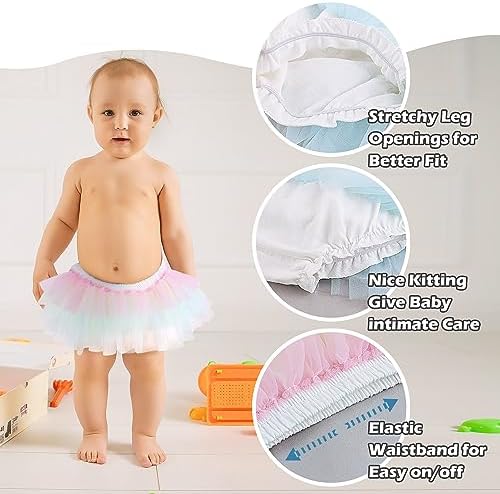 Baby Girls Soft Fluffy Tutu Skirt with Diaper Cover, Tulle Dress Skirt 3 Layers Soft for Newborn,Toddler