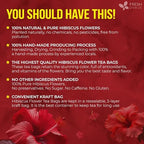 FRESHDRINKUS 140 Hibiscus Flowers Tea Bags, 100% Natural, Pure from Hibiscus Flowers. Loose Flower Hibiscus Herbal Tea. Hibiscus Flower Tea. No Sugar, No Caffeine, No Gluten, Vegan.