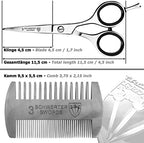 3 Swords Germany – professional BEARD MUSTACHE HAIR SCISSORS with BEARD COMB, stainless steel, straight blade, sharp, with black case