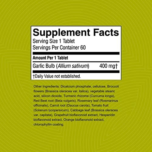 Nature's Sunshine High Potency Garlic, 60 Tablets | Supports the Immune System and Contains a Unique Coating to Help Control the Odor