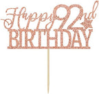 Rose Gold Glitter Happy 92nd Birthday Cake Topper - Hello 92 - Cheers to 92 Years Party Decoration