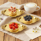 50 Pcs Oval Mini Baroque Dessert Display Tray Mini Elegant Plastic Serving Tray Small Cake Candy Plates for Weddings Party Bridal Baby Shower, Birthday, Candy Jars Decorations (Gold)