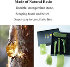 7 Pieces Gua Sha Scraping Massage Tool,Natural Resin GuaSha Tool Massage Tools Set for Face Back and Neck Release,Reduce Muscle Pain,with Storage Bag (Green)