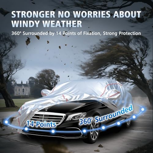 Car Cover Waterproof All Weather for Mercedes-Benz S-Class 2006-2025,All-Around Fastening and 4 Upgrades, 30s Quick-Install for Car Cover