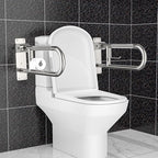 Toilet Grab Bar 22.4 Inch Chrome, Munzong Anti-Slip Handicap Grab Bars with Paper Holder, Flip-Up Bathroom Safety Rails, Stainless Steel Knurled Support handrails for Seniors Elderly Disabled Pregnant