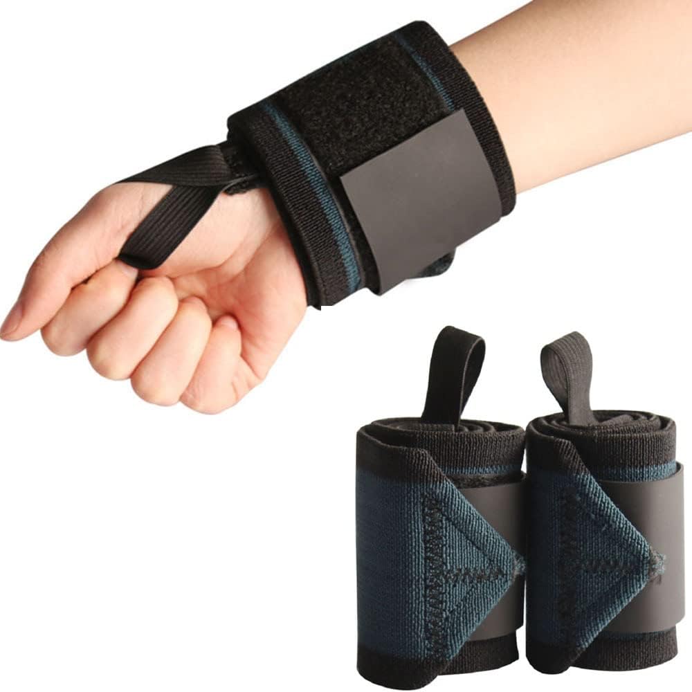 1Pair Wrist Wrap Weight Lifting Gym Cross Training Fitness Padded Thumb Brace Strap Power Hand Support Bar Wristband