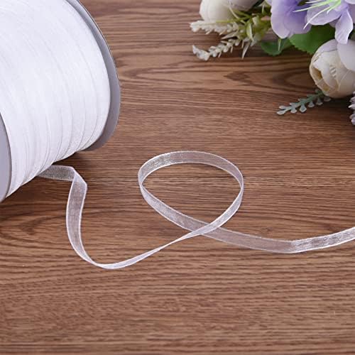 Hapeper 250 Yards 1/4 Inch Narrow Sheer Organza Chiffon Ribbon for Crafts Making, Gift Wrapping (White)