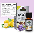 Nature's Answer Vitamin D3 and K2, 0.5 oz - Liquid Extract Oral Drops - Supports Immune, Bone and Heart Health - in a Delicious Olive Oil, Rosemary Oil, and Natural Lemon Base