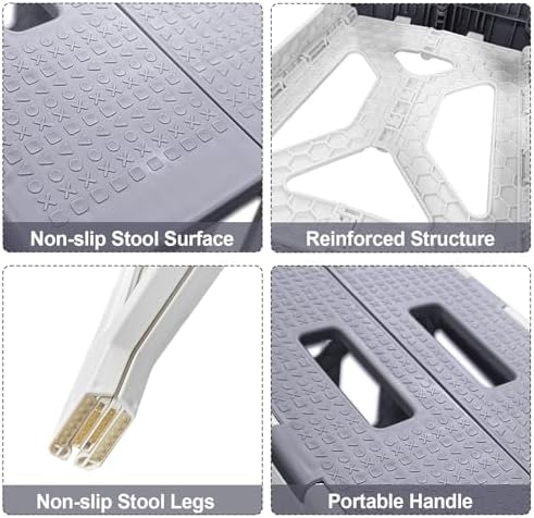 Shower Stool for Shaving Legs, 1 Pack Foot Rest Folding Stool Step to Shave Legs Shaving for Inside Shower Foldable Small Waterproof Plastic Corner Gray White