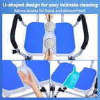 U-Shaped Shower Chair for Elderly & Disabled, Heavy Duty Shower Chair with Back and Arms, Height Adjustable Bath Seat, Non-Slip Feet, 400 lbs Capacity, Tool-Free Assembly