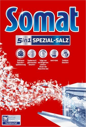 SOMAT Special Salt (1.2 kg), Dishwasher Salt for Stronger Dishwashing Performance, Water Softener for Dishwasher Works Against Limescale for Shiny Results and Longer Life