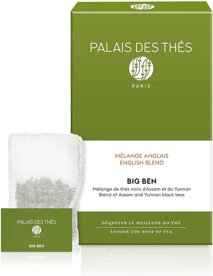 Palais des Thés - Big Ben English Breakfast - Yunnan & Assam Black Tea - Premium Tea Bags, Serves 20 Cups