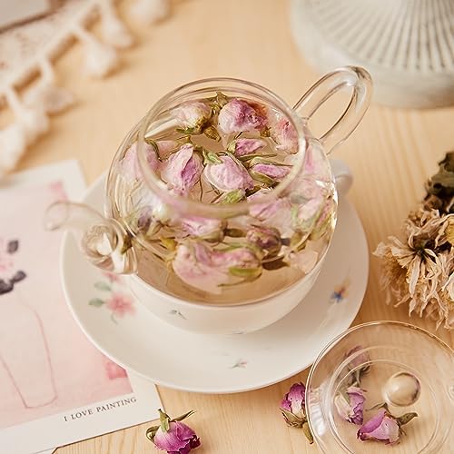 ChaWuWarmSun-[A] Pink Rose Tea Buds(3oz),Loose Leaf Flower Petal Tea,Dried Flowers