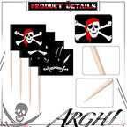 100 Pieces Pirate Cupcake Toppers Pirate Flag Toothpicks Cocktail Picks Food Picks Flags for Party Food Appetizer Cupcake Cocktail Decorations
